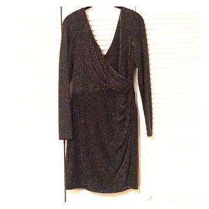 Black and Silver metallic knit dress by Lauren